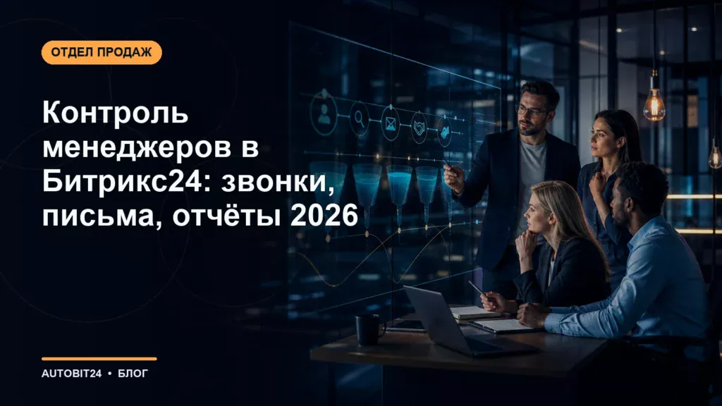 Контроль менеджеров в Битрикс24: звонки, письма, отчёты 2026